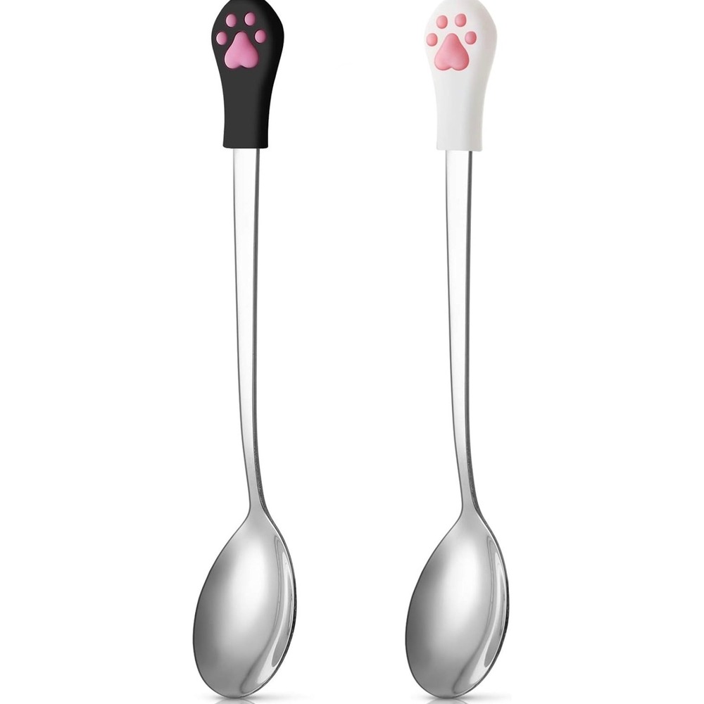 NWT Patelai Dog & Cat Wet Food Can Spoon Set 2Pc Stainless Steel Paw Scoop